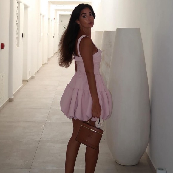 Zara NWT draped balloon bubble hem pink mini dress with ruched detail - Picture 9 of 15